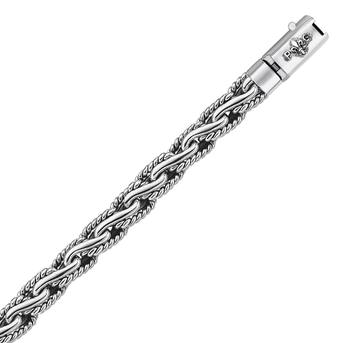 Men's Cable Motif Chain Bracelet in Oxidized Silver (8.50 mm)