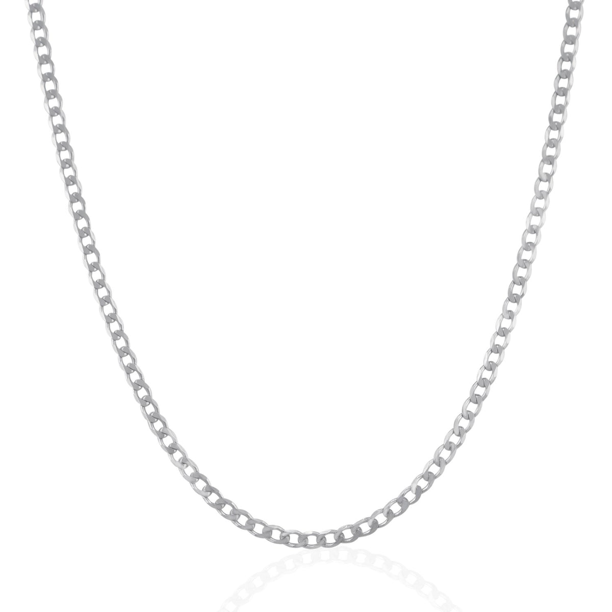 Curb Style Chain in Rhodium-Plated Sterling Silver (3.00 mm)