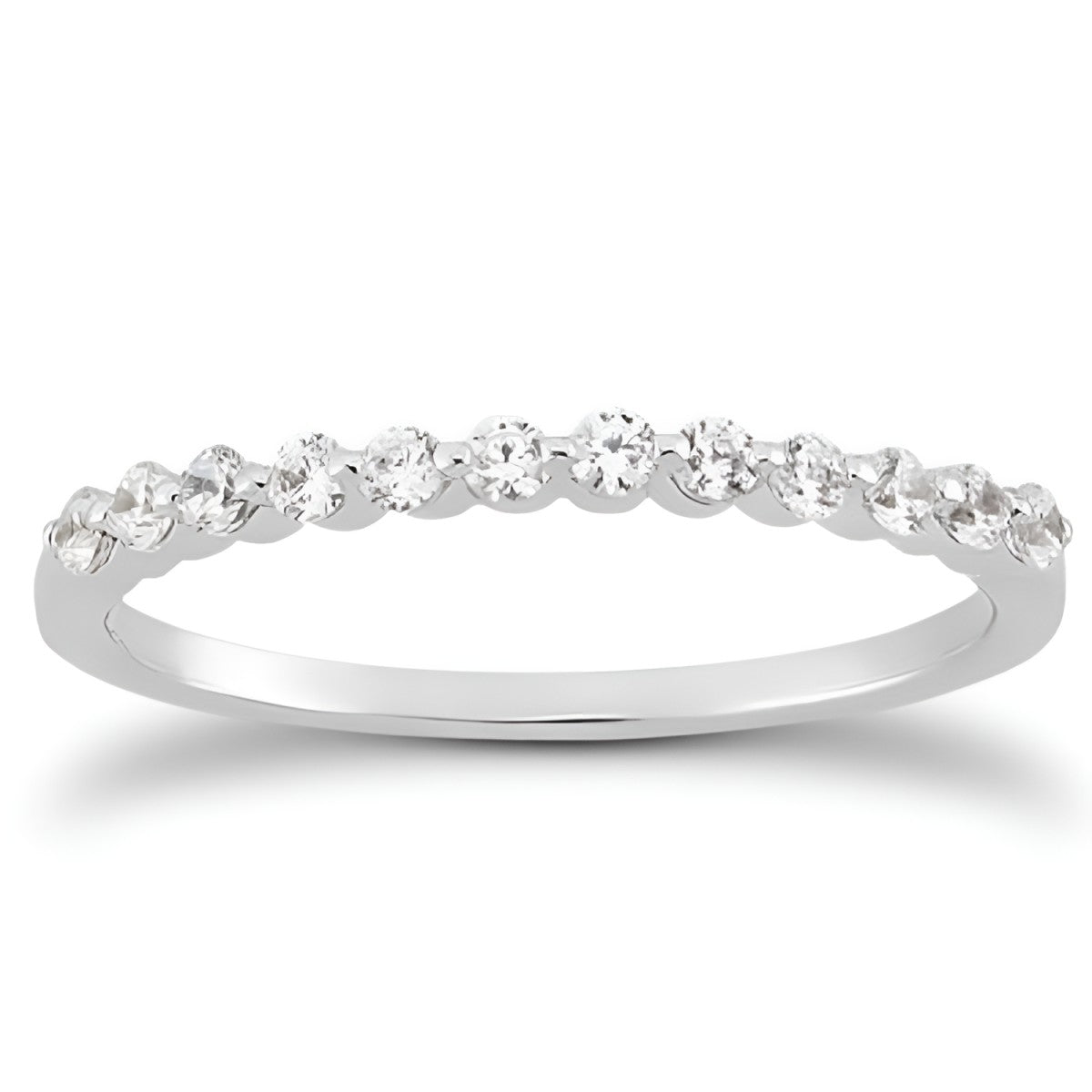 Floating Diamond Single Shared Prong Wedding Band in 14K White Gold (0.24 ct. tw.)