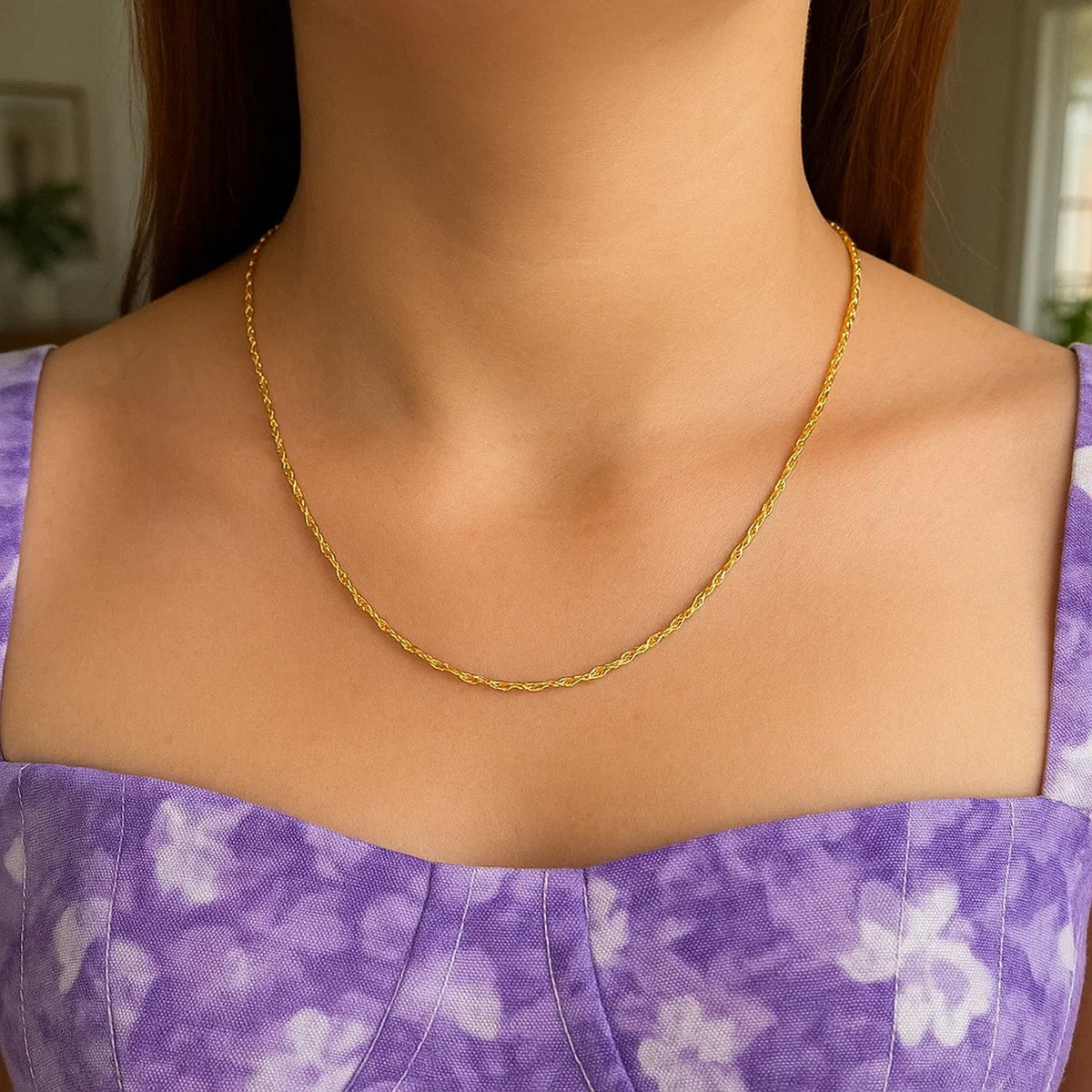 Singapore Chain in 14K Yellow Gold (1.10 mm)