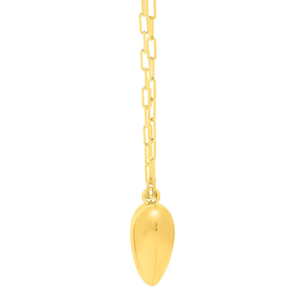 Large Puffed Heart Long Necklace in Gold-Plated Silver