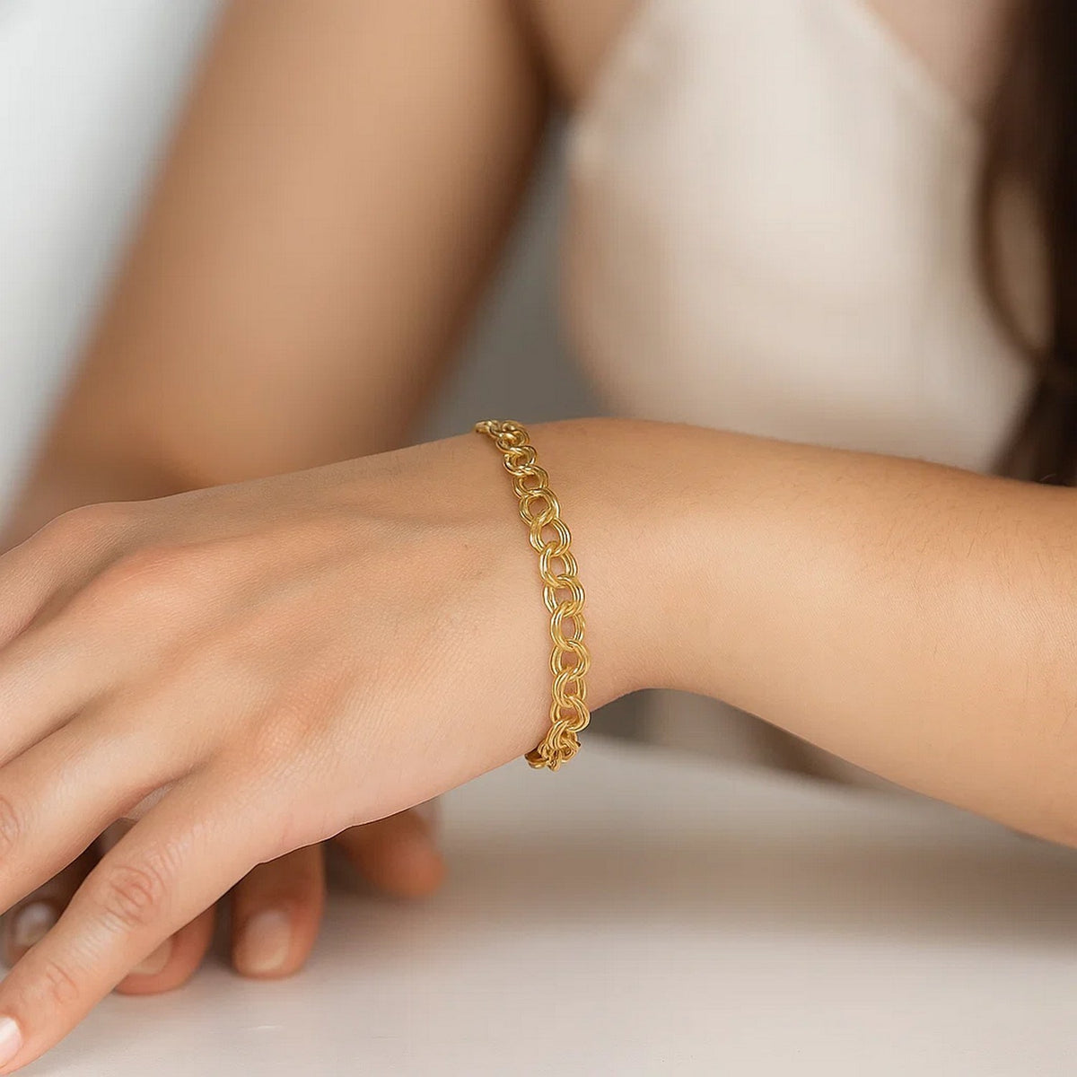 Lightweight Charm Bracelet in 14K Yellow Gold, worn