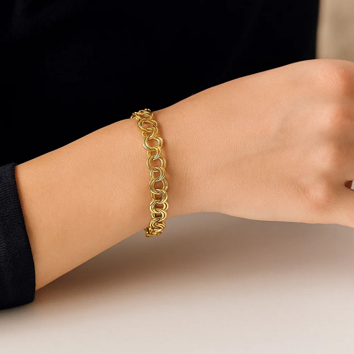 Lightweight Charm Bracelet in 14K Yellow Gold, worn