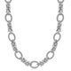 Knot Style and Textured Oval Chain Necklace in Rhodium-Plated Sterling Silver