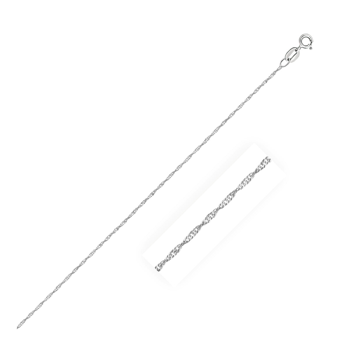 Singapore Chain in 14K White Gold 0.8mm (0.81 mm)