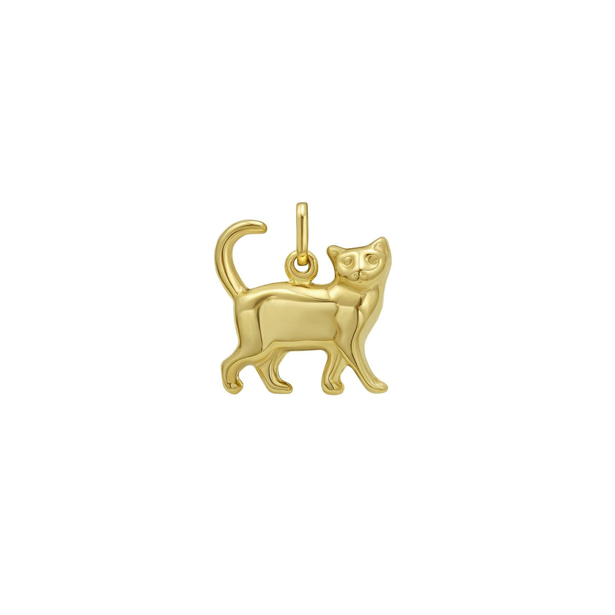 Cat Charm Pendant in 14K Yellow Gold
