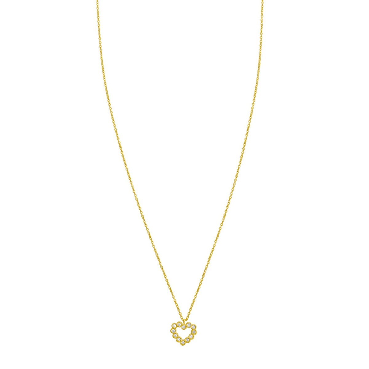 Petite Diamond Open Heart Necklace in 14K Yellow Gold