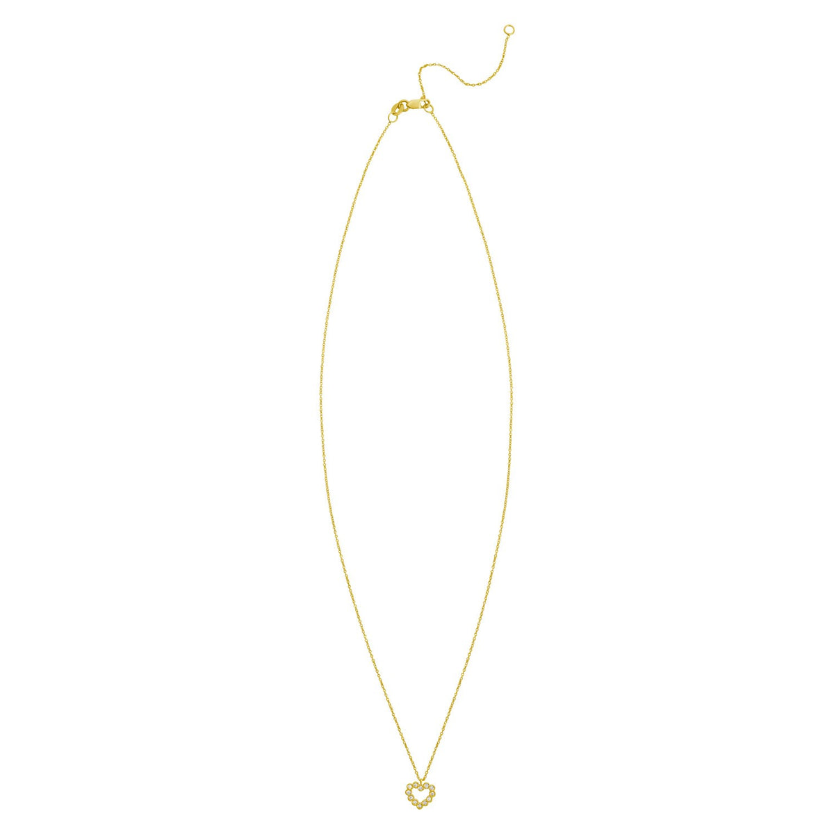 Petite Diamond Open Heart Necklace in 14K Yellow Gold