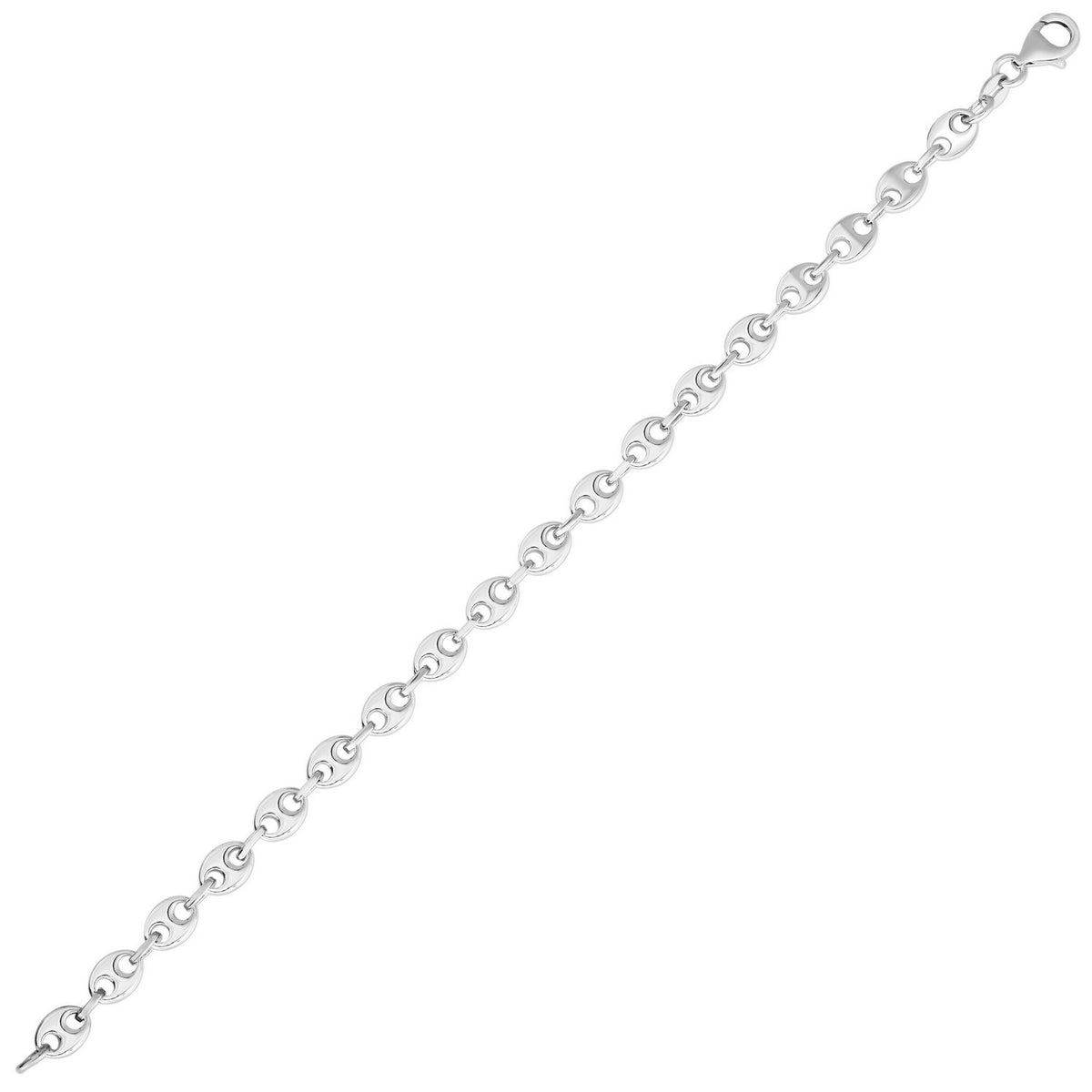 Puffed Mariner Bracelet in Rhodium-Plated Sterling Silver (3.70 mm)
