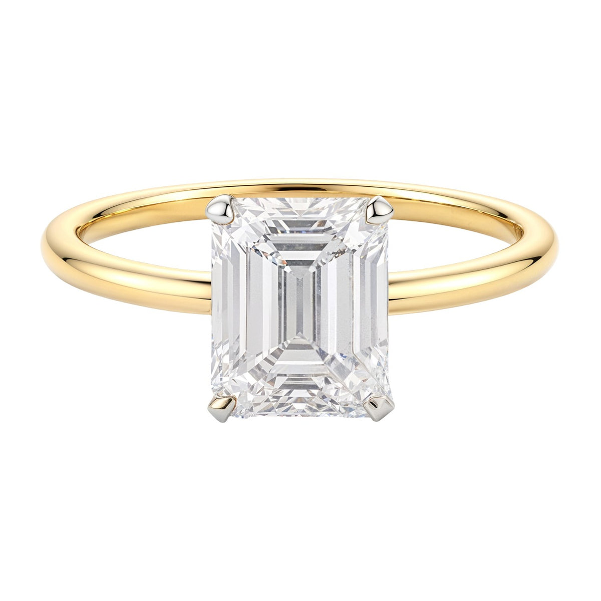 2 Carat Emerald Lab Grown IGI Diamond Solitaire in 14K Yellow Gold G/VS1