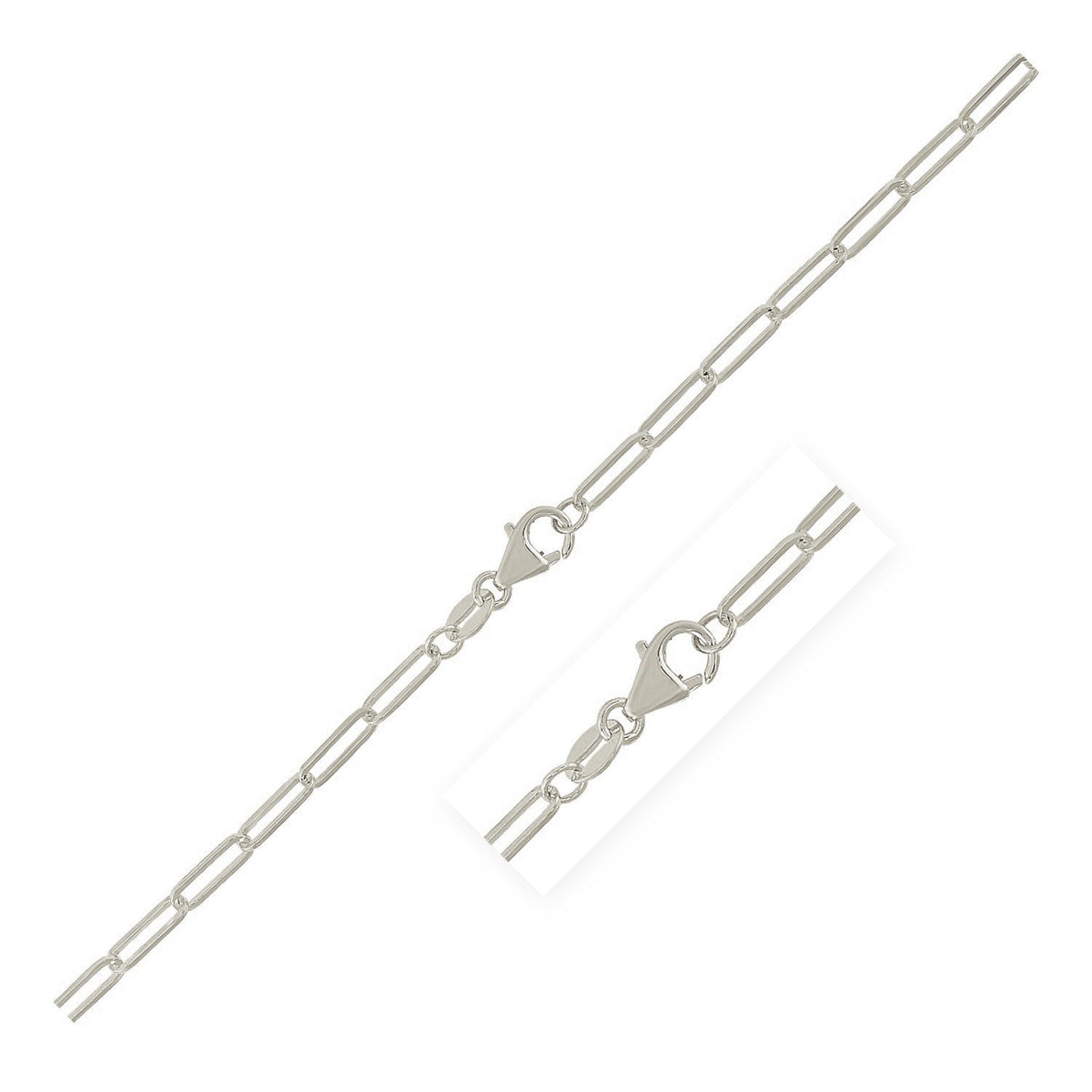Paperclip Anklet in Rhodium-Plated Sterling Silver (2.50 mm)