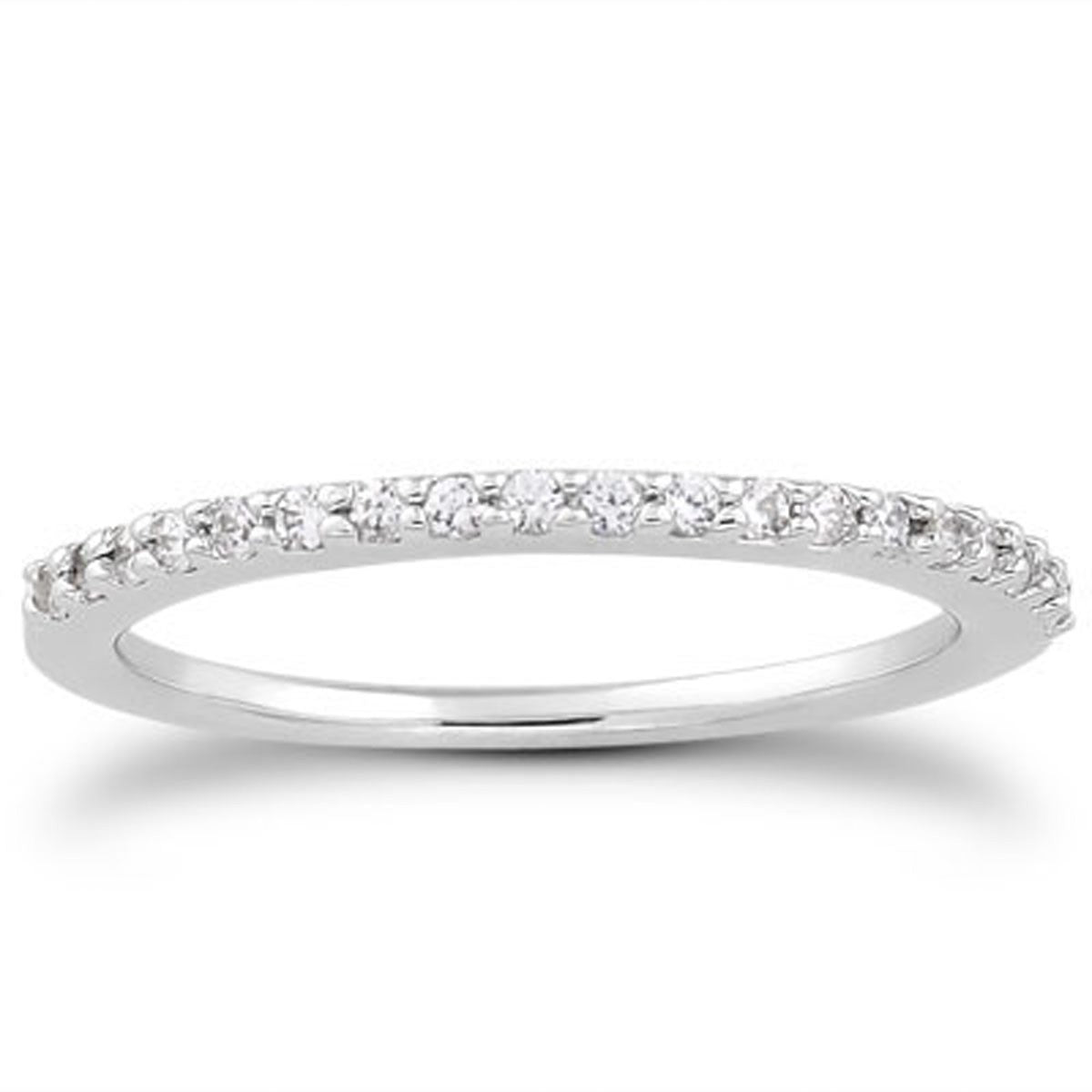 Slim Profile Micro Prong Diamond Wedding Band in 14K White Gold