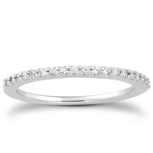 Slim Profile Micro Prong Diamond Wedding Band in 14K White Gold