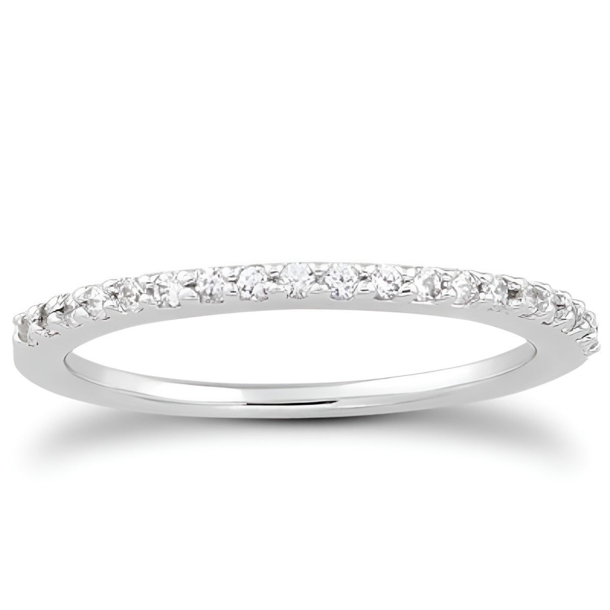 Slim Profile Micro Prong Diamond Wedding Band in 14K White Gold (0.19 ct. tw.)