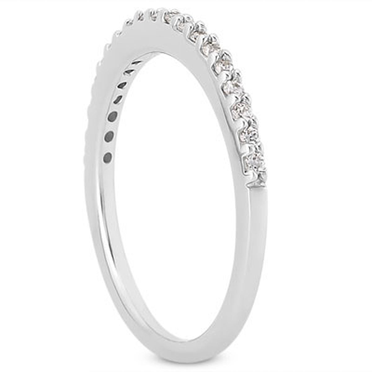 Slim Profile Micro Prong Diamond Wedding Band in 14K White Gold