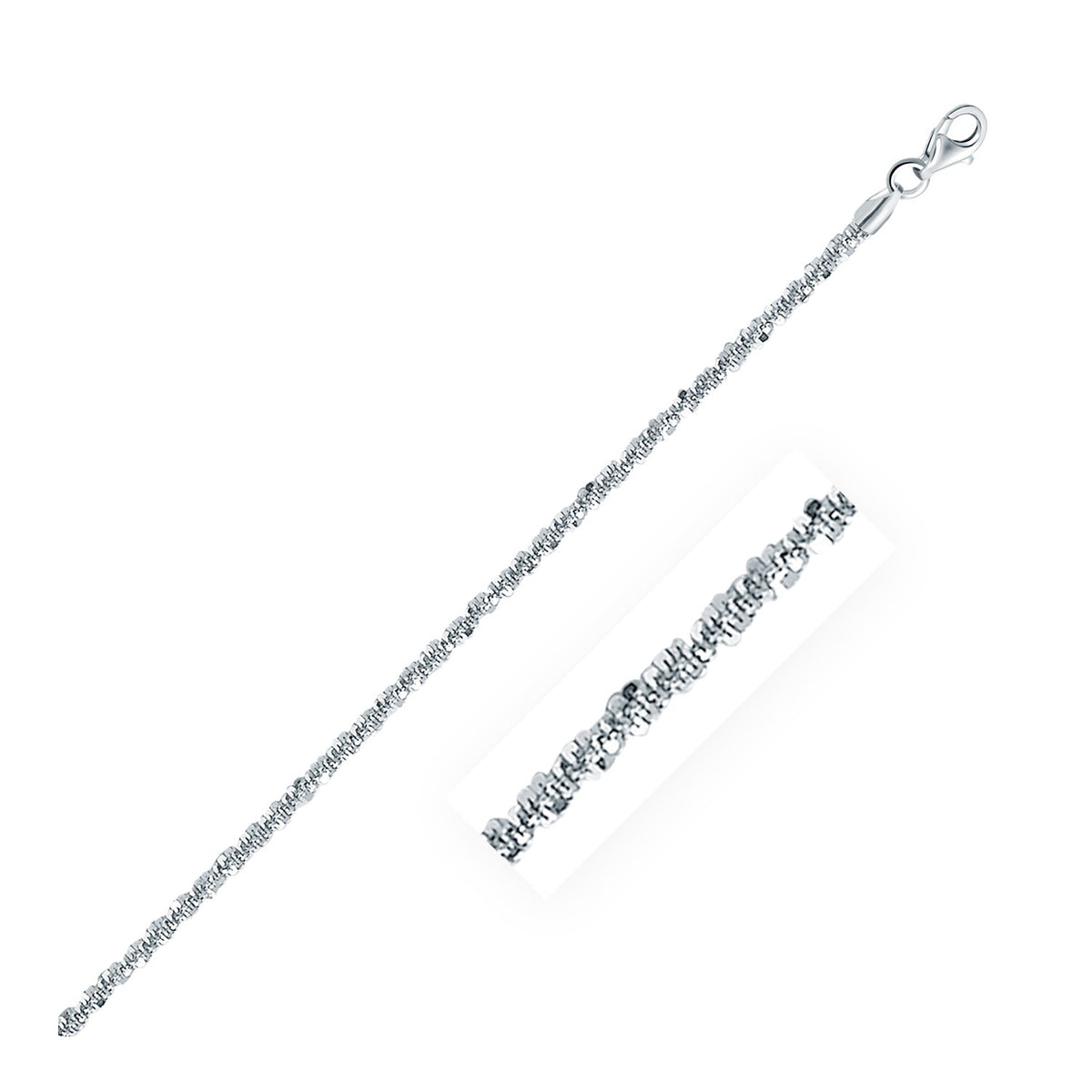 Sparkle Style Chain in Rhodium-Plated Silver 2.2mm (2.20 mm)