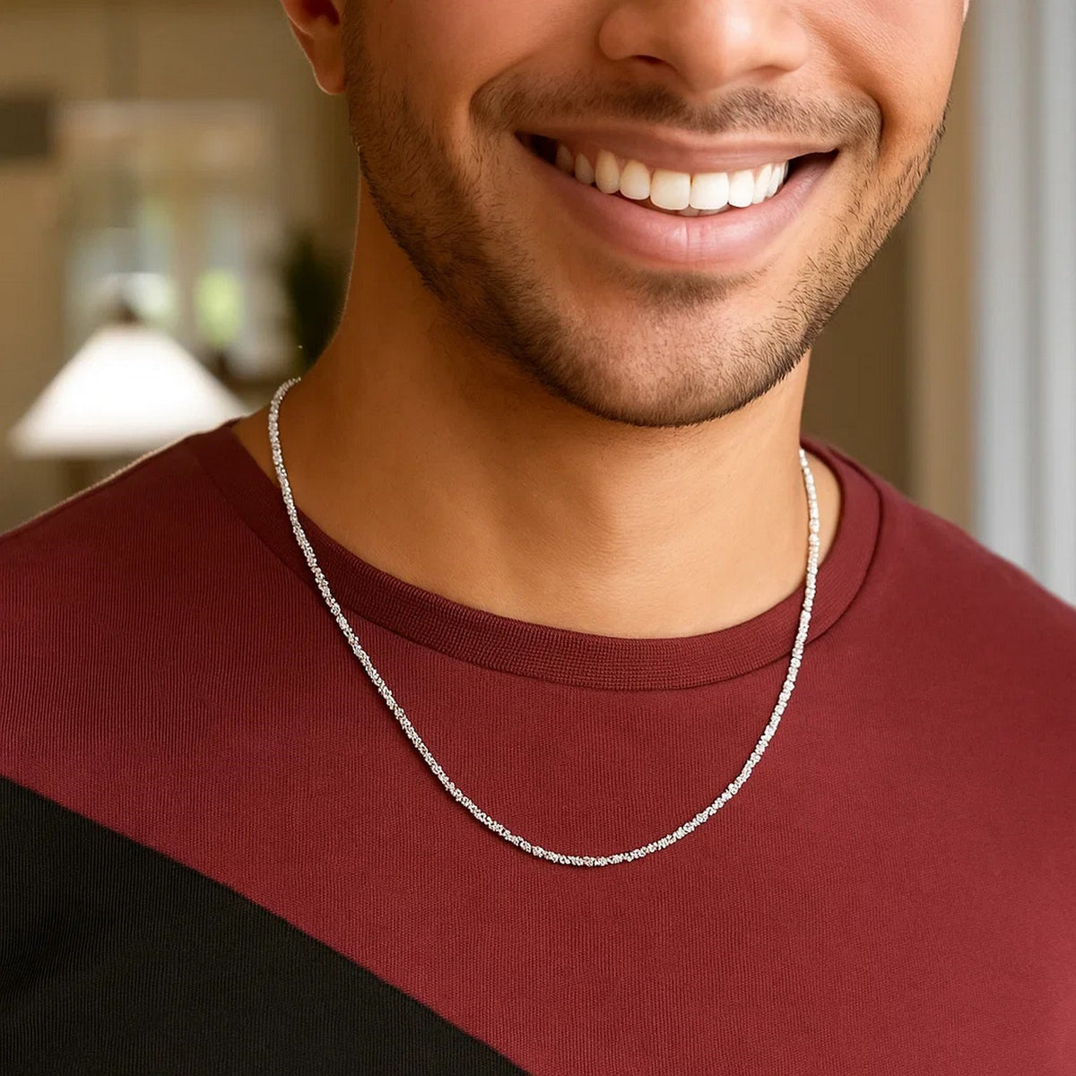 Sparkle Style Chain in Rhodium-Plated Silver 2.2mm (2.20 mm)