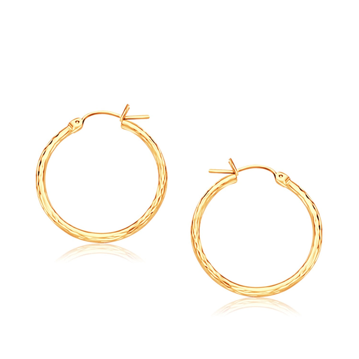 Slender Diamond-Cut Hoop Earrings in 14K Yellow Gold