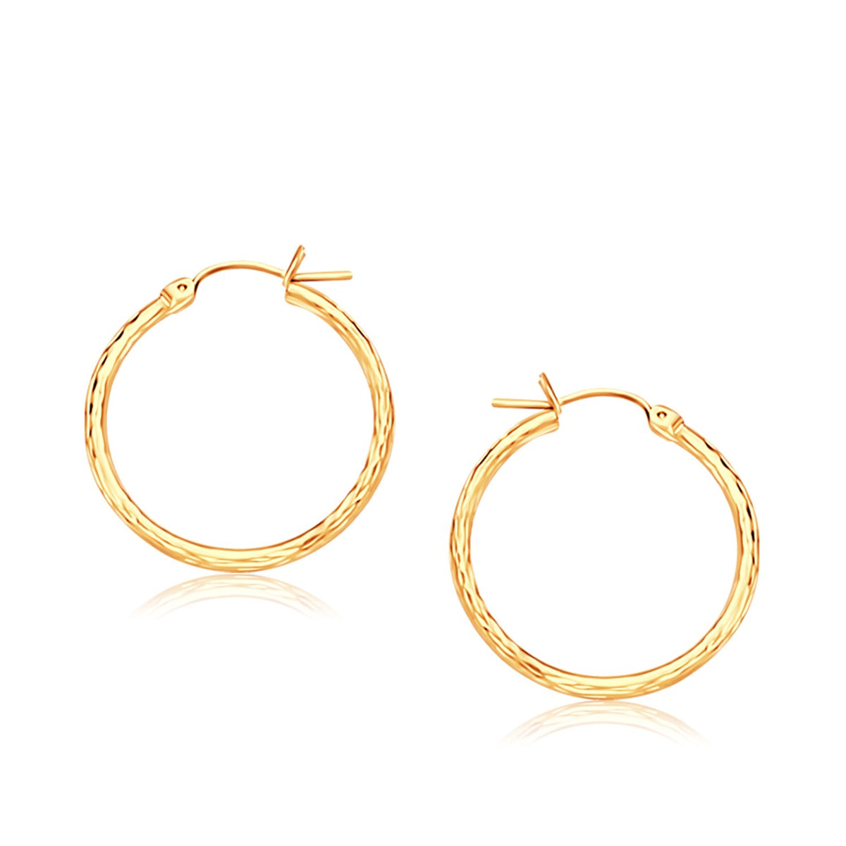 Slender Diamond-Cut Hoop Earrings in 14K Yellow Gold