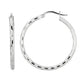 Hoop Design Diamond Cut Earrings in Rhodium Silver (2x26mm)