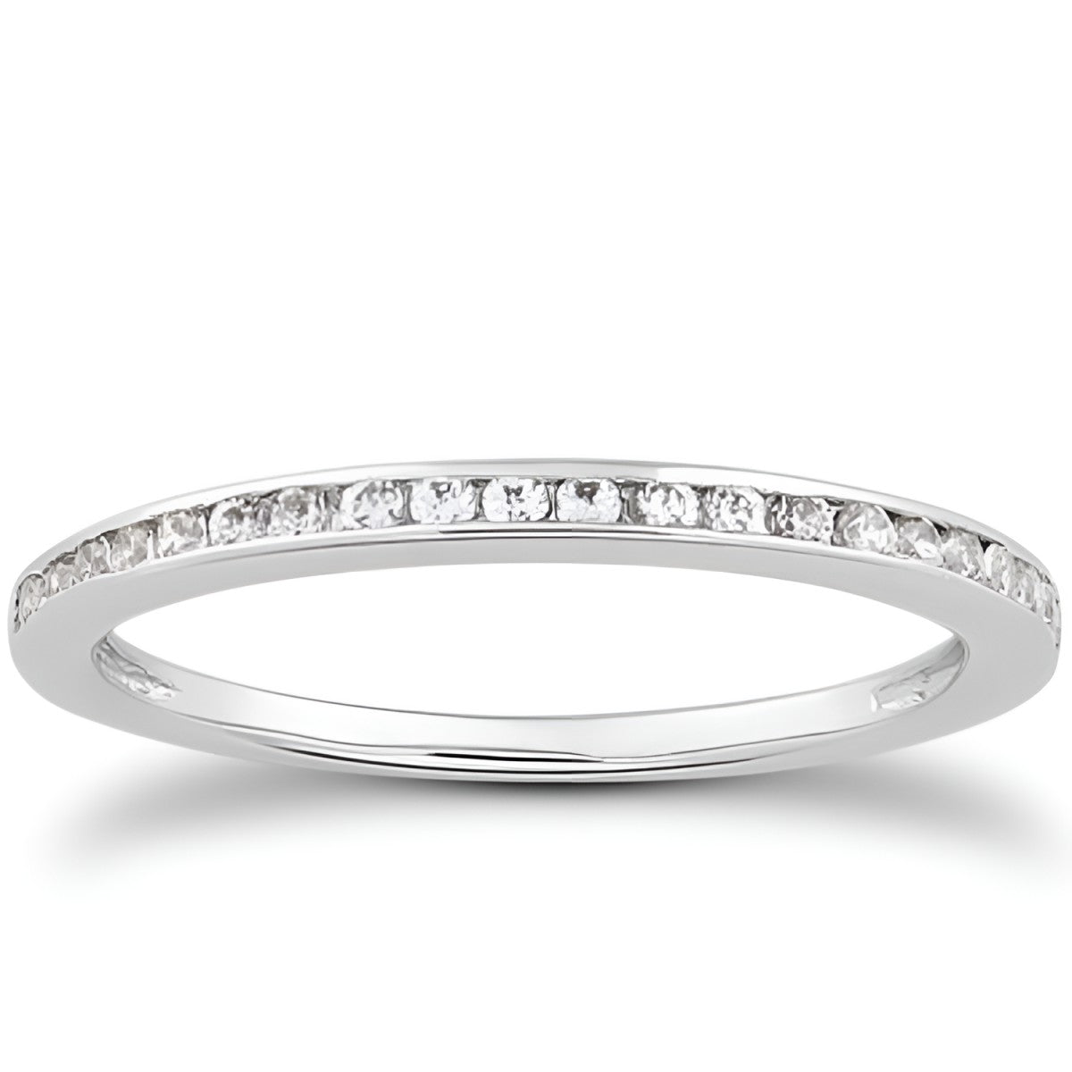 Slim Profile Diamond Channel Set Wedding Band in 14K White Gold (0.21 ct. tw.)