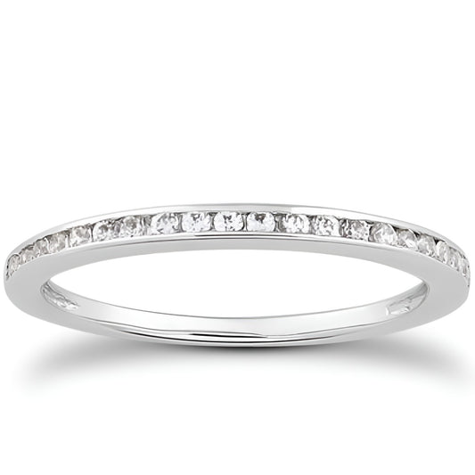 Slim Profile Diamond Channel Set Wedding Band in 14K White Gold (0.21 ct. tw.)