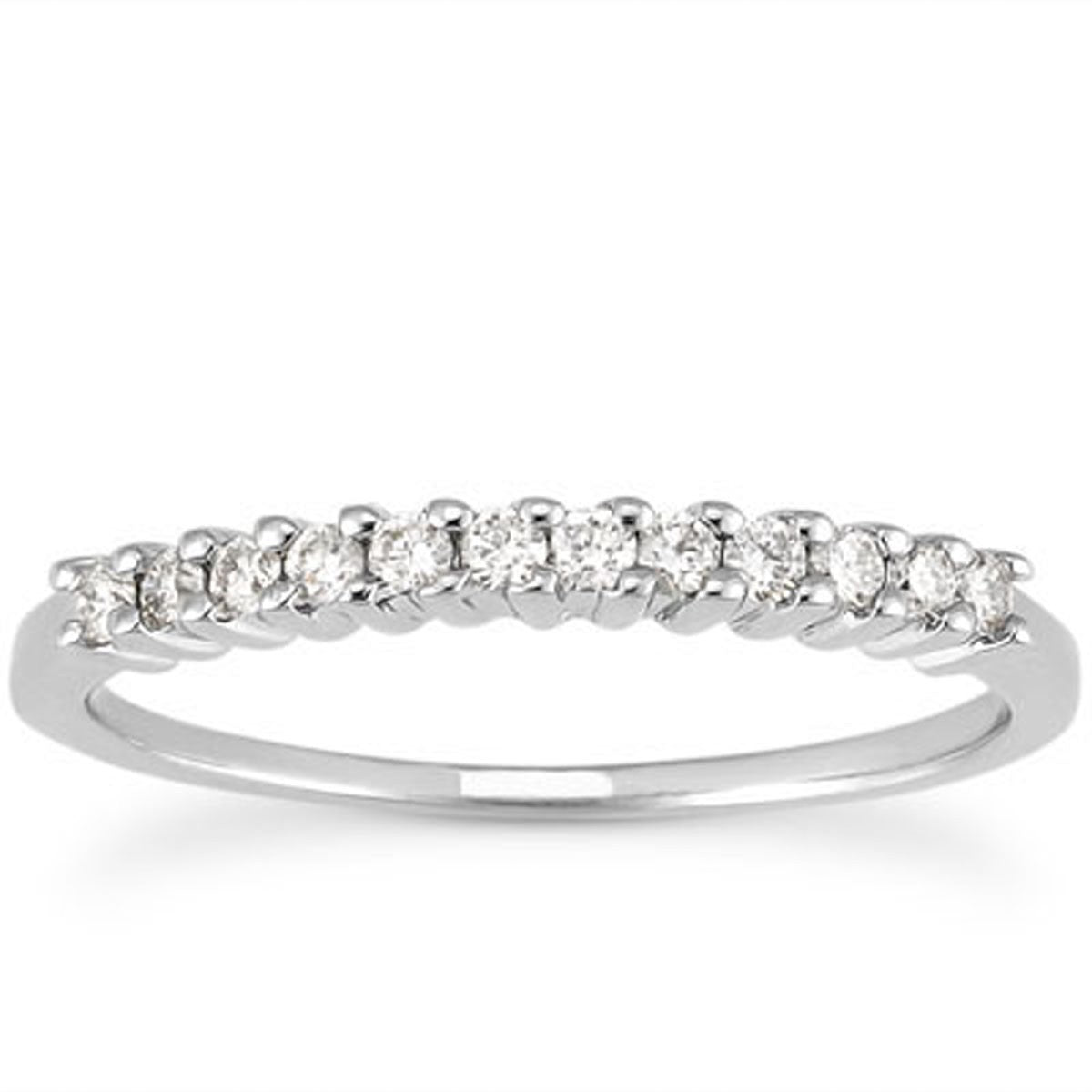 Raised Shared Prong Diamond Wedding Band in 14K White Gold