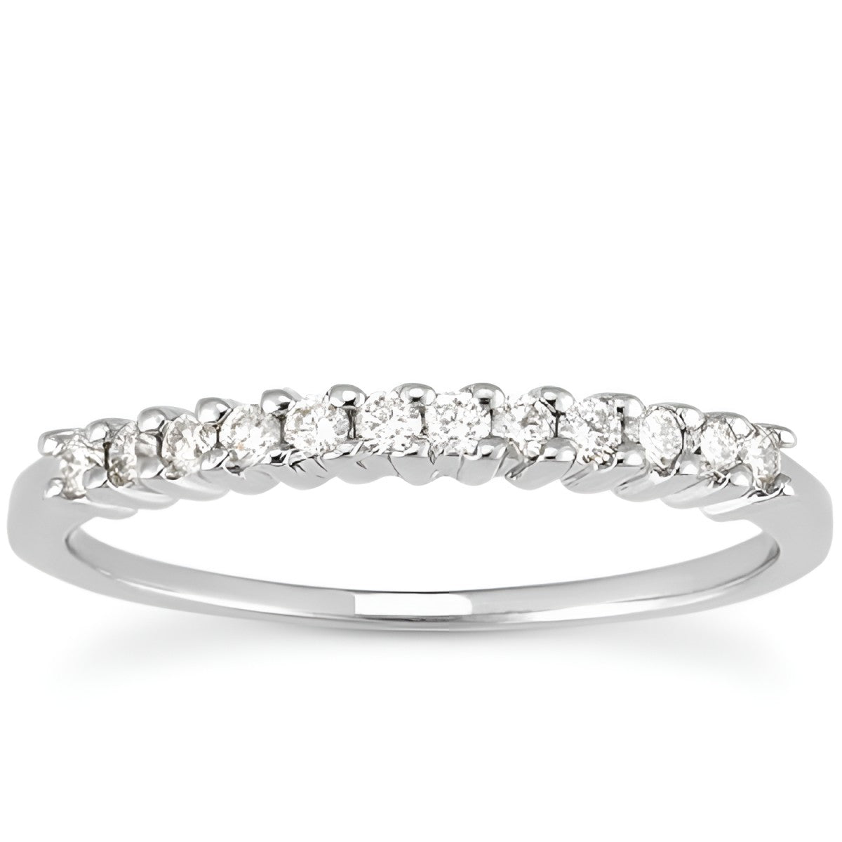 Raised Shared Prong Diamond Wedding Band in 14K White Gold (0.18 ct. tw.)
