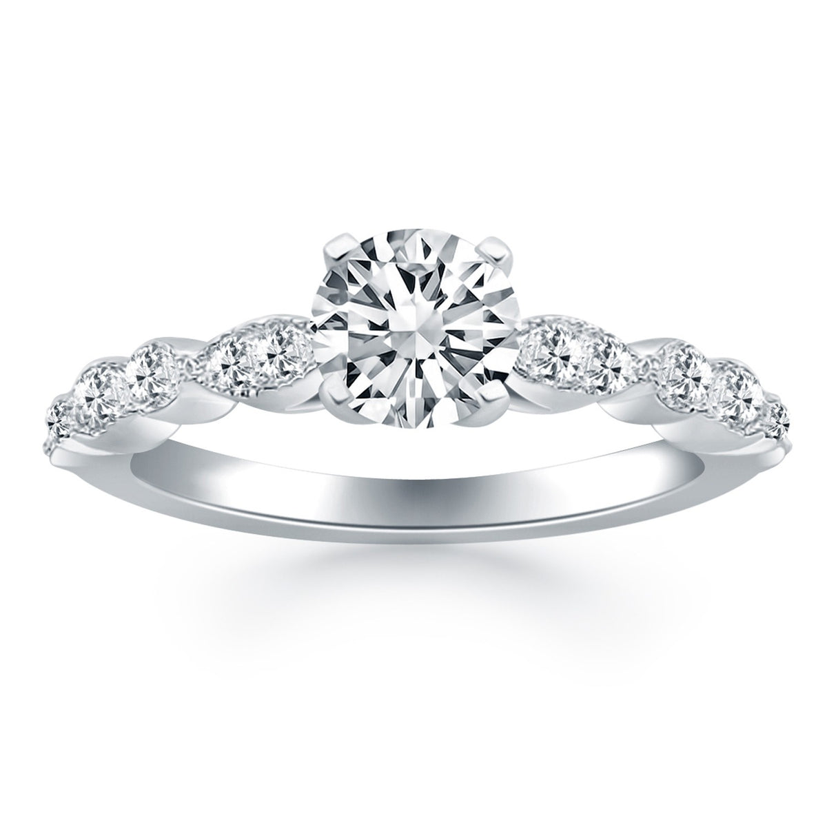 Fancy Shaped Diamond Engagement Ring in 14K White Gold