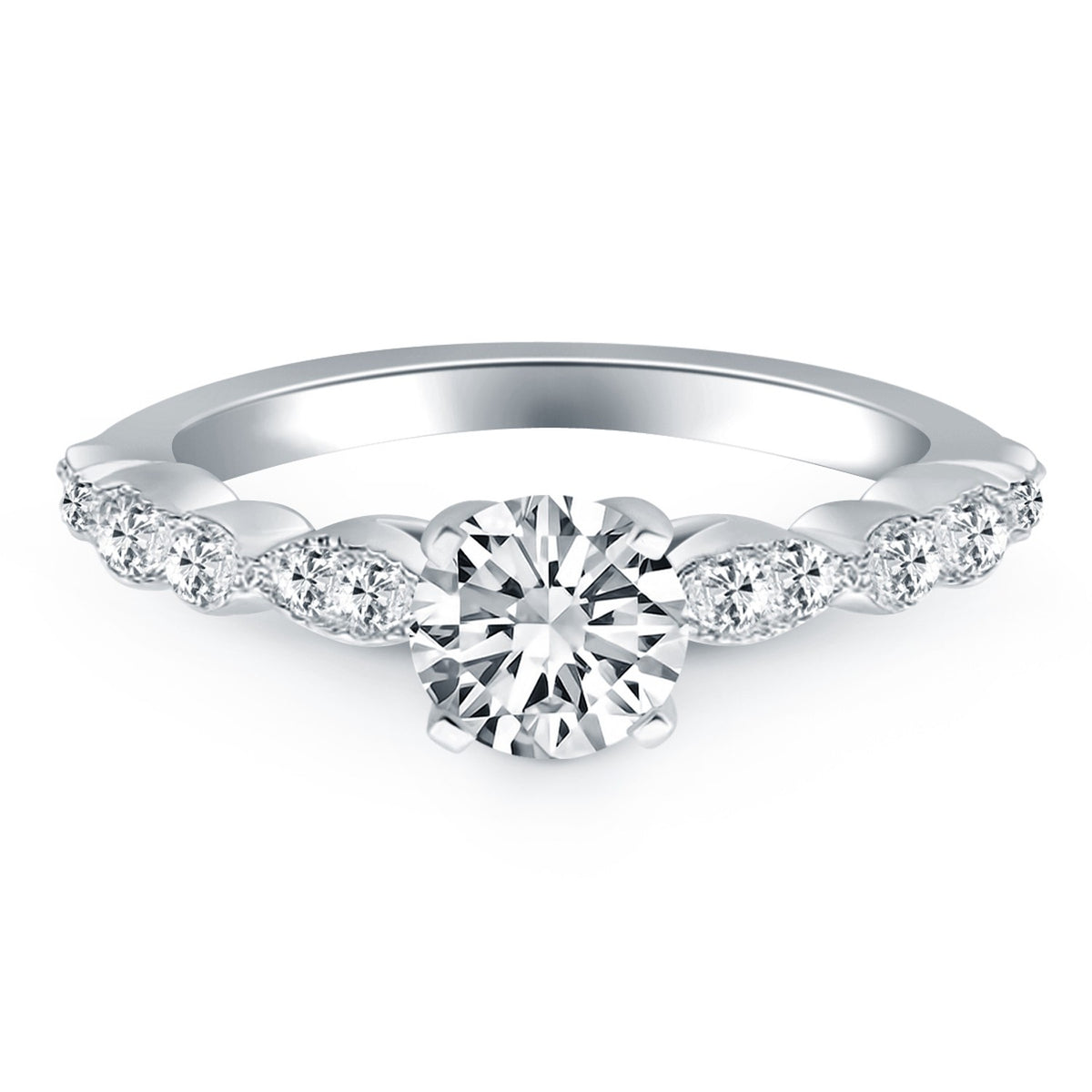 Fancy Shaped Diamond Engagement Ring in 14K White Gold