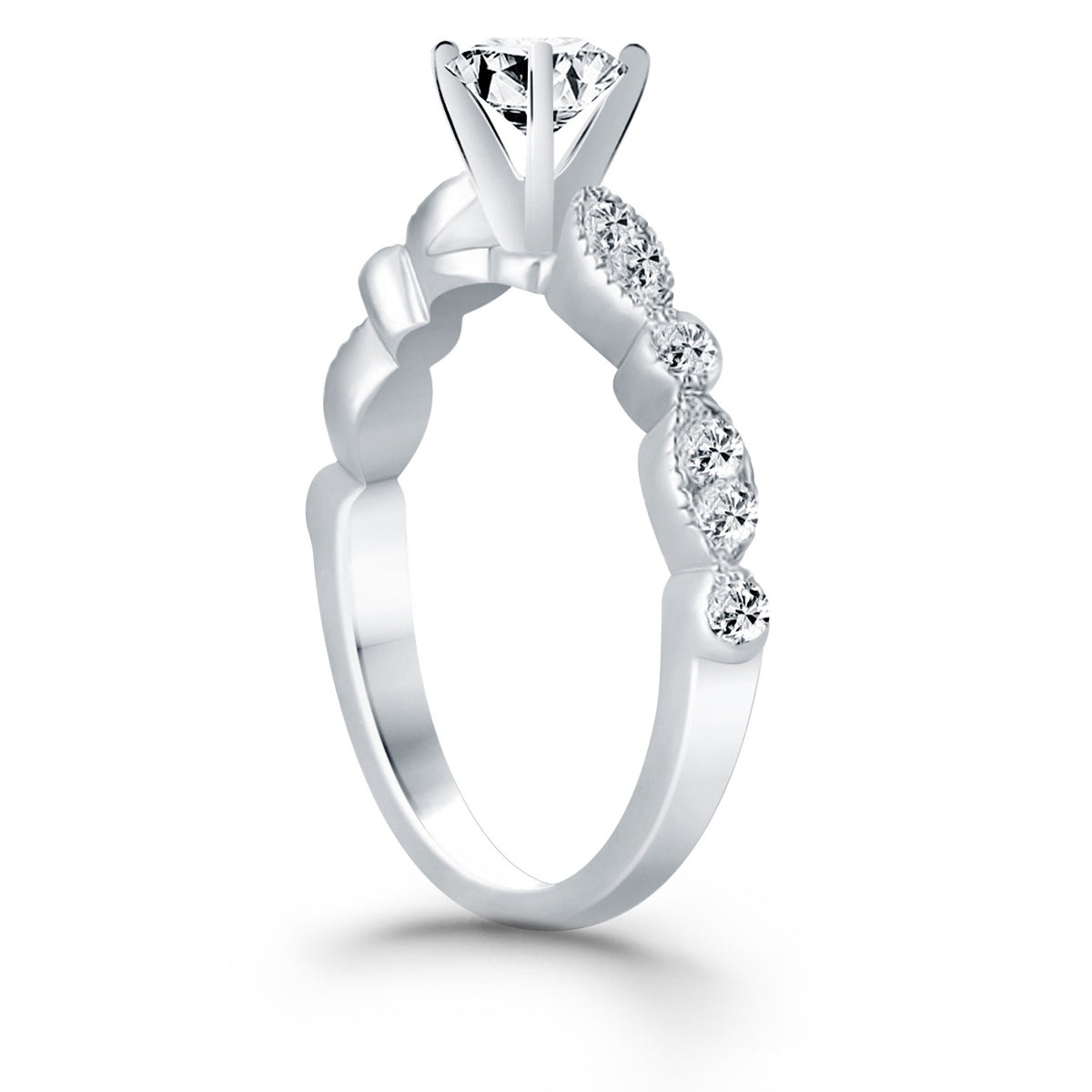 Fancy Shaped Diamond Engagement Ring in 14K White Gold