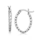 Oval Hoop Diamond Cut Earrings in Rhodium-Plated Silver (2x10mm)