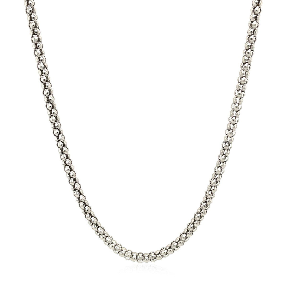 Popcorn Style Chain in Rhodium-Plated Silver 2.5mm (2.50 mm)