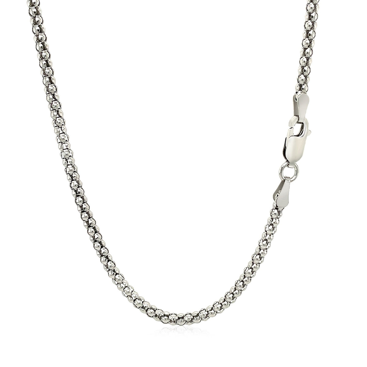 Popcorn Style Chain in Rhodium-Plated Silver 2.5mm (2.50 mm)