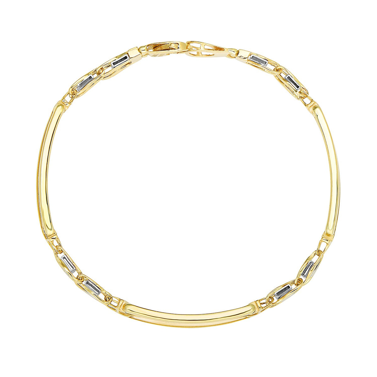 Men's Polished Bar Link Bracelet in 14K Two-Tone Gold