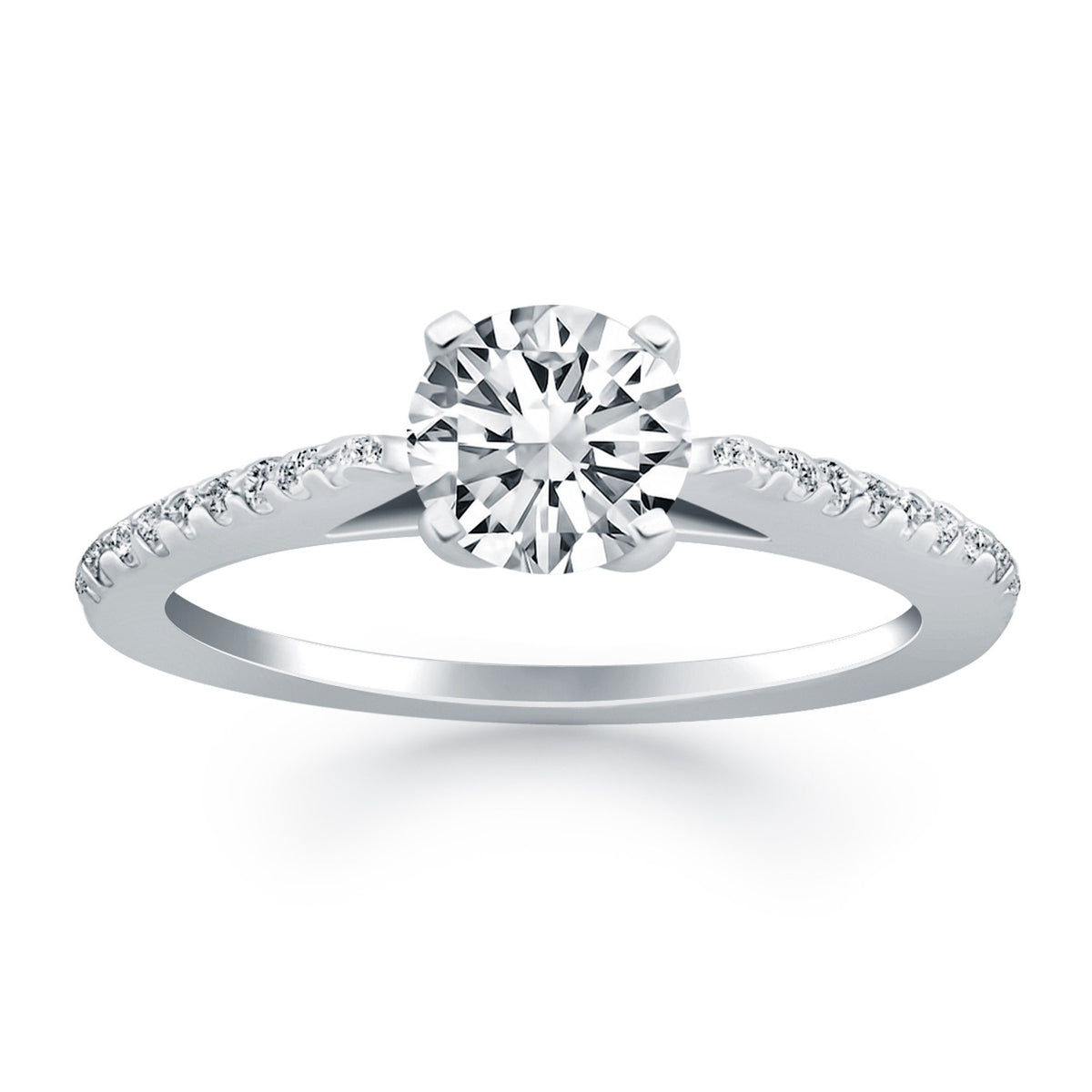 Micro Prong Diamond Cathedral Engagement Ring in 14K White Gold