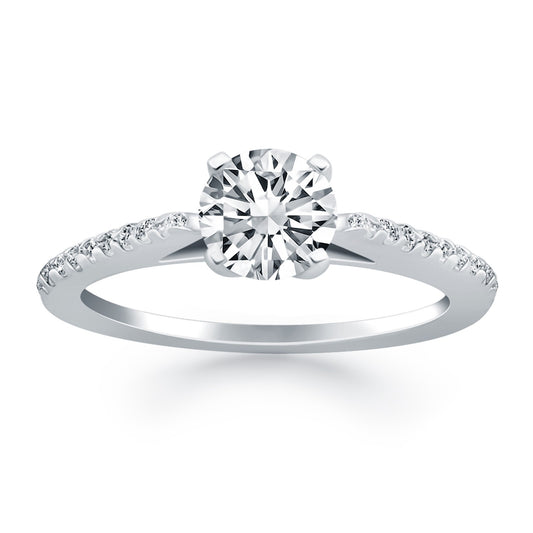 Micro Prong Diamond Cathedral Engagement Ring in 14K White Gold