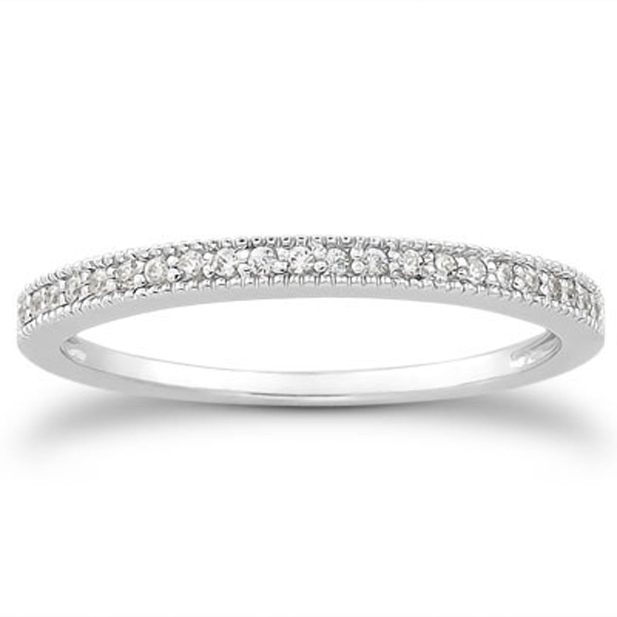Diamond Micro Pave Milgrain Wedding Band in 14K White Gold