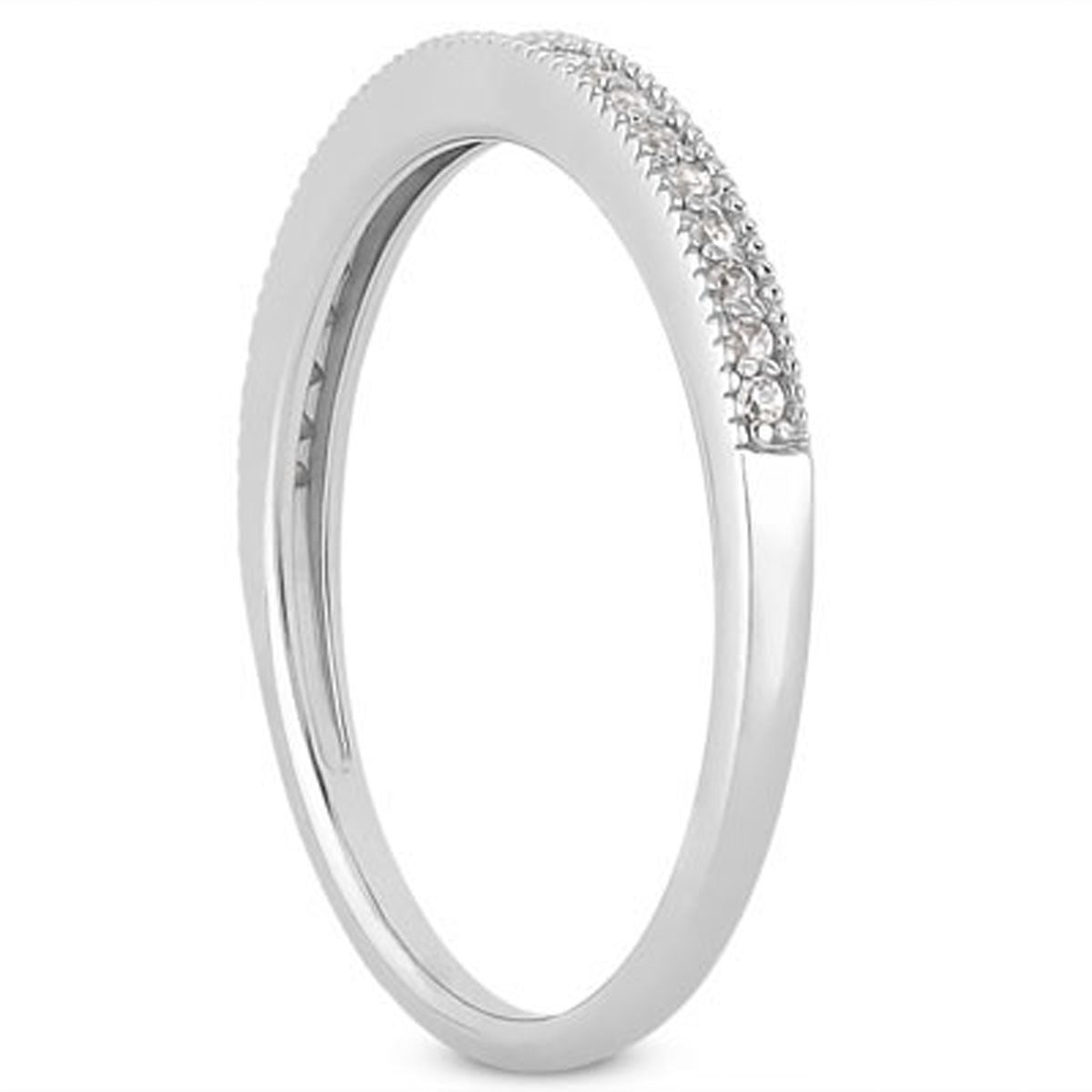 Diamond Micro Pave Milgrain Wedding Band in 14K White Gold