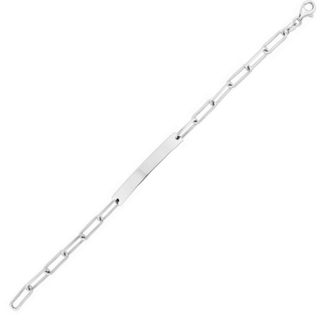 Engravable ID Bar Paperclip Bracelet in Silver (2.10 mm)
