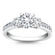 Three Stone Engagement Ring with Diamond Band in 14K White Gold