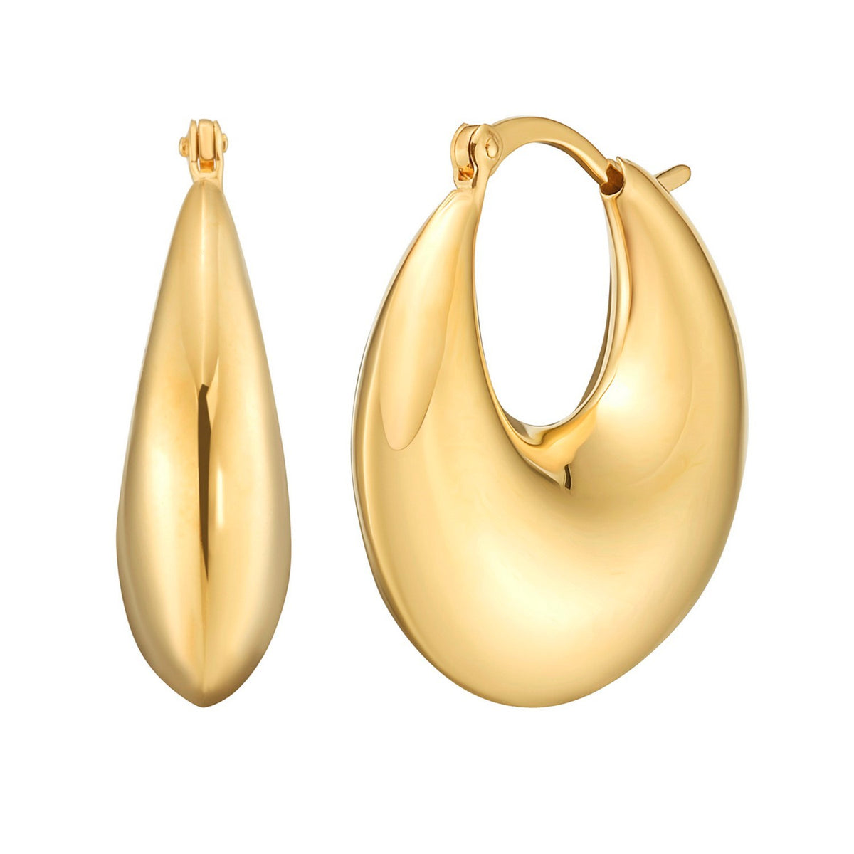 Sculptural Crescent Hoop Earrings in Yellow Gold-Plated Silver
