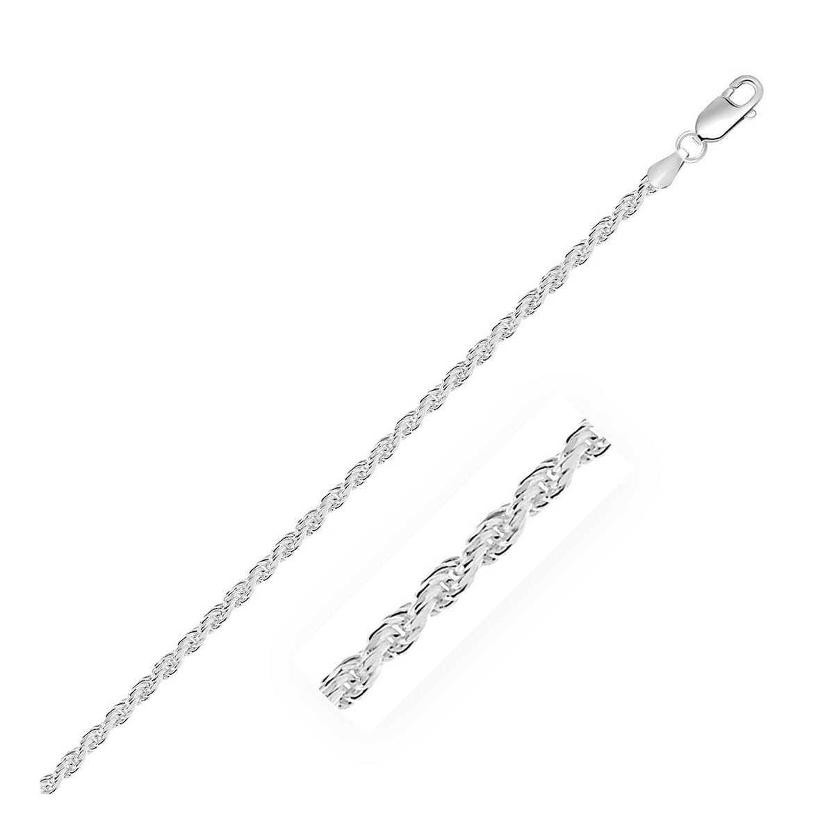 Diamond Cut Rope Style Chain in Sterling Silver (2.90 mm)