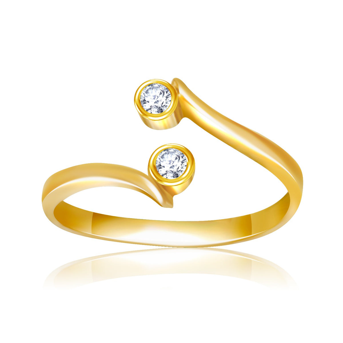 CZ Accented Curve Ended Toe Ring in 14K Yellow Gold