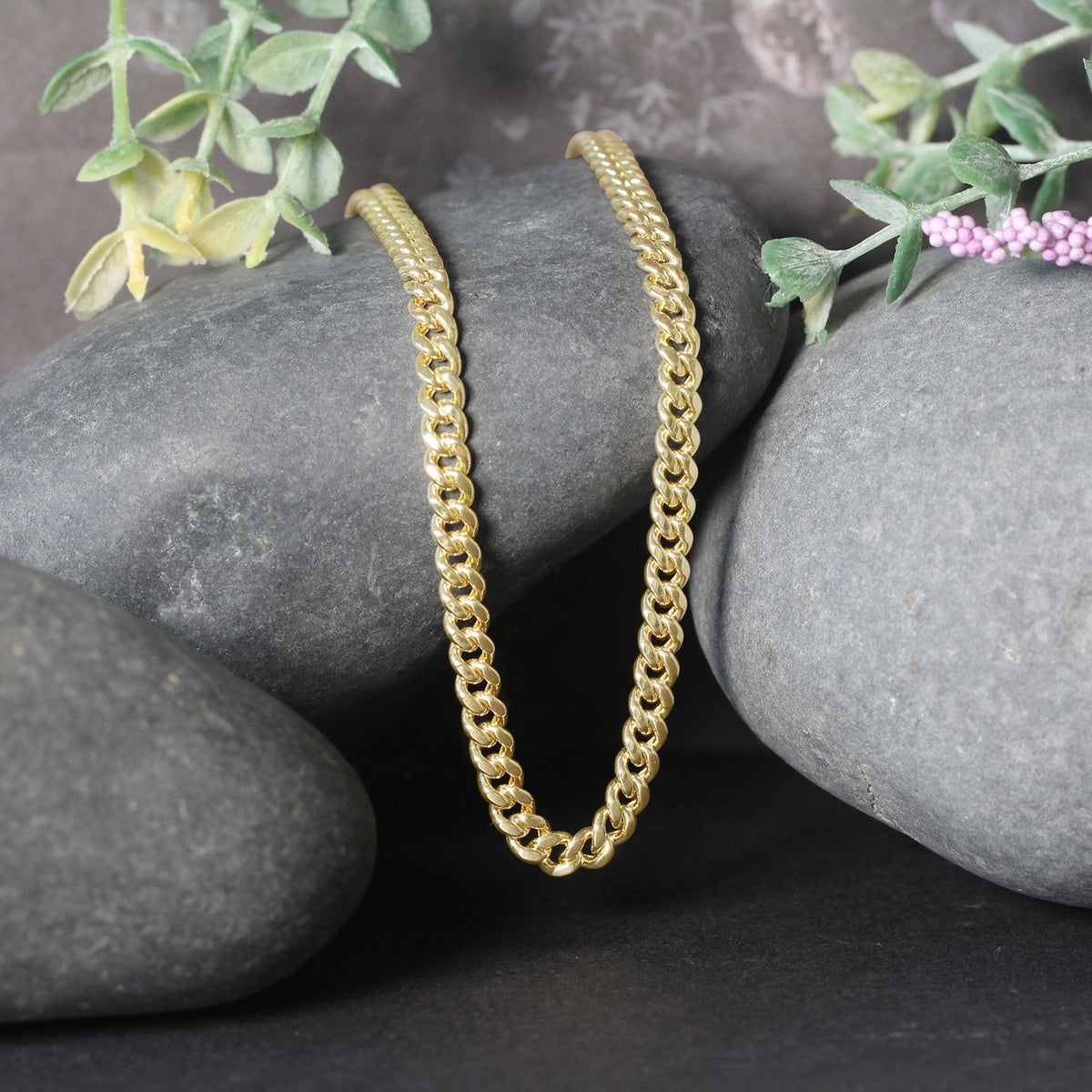 Semi-Solid Miami Cuban Chain in 10K Yellow Gold (4.50 mm, Box Clasp)