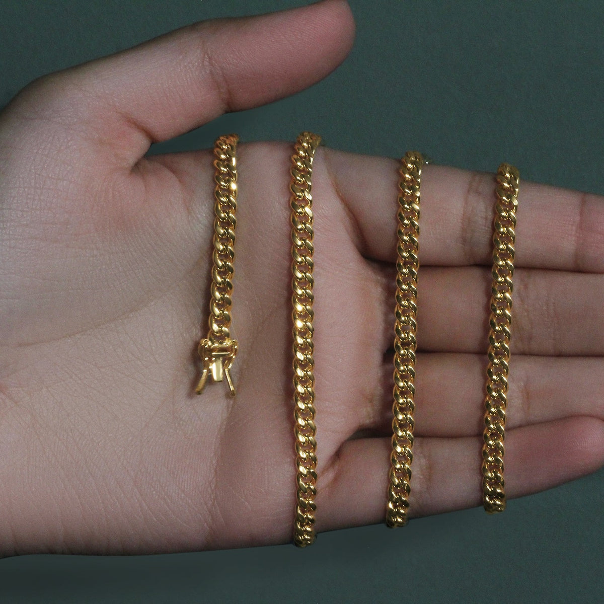 Semi-Solid Miami Cuban Chain in 10K Yellow Gold (4.50 mm, Box Clasp)