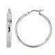 Hammered Style Hoop Earrings with Rhodium Plating in Sterling Silver (4x30mm)