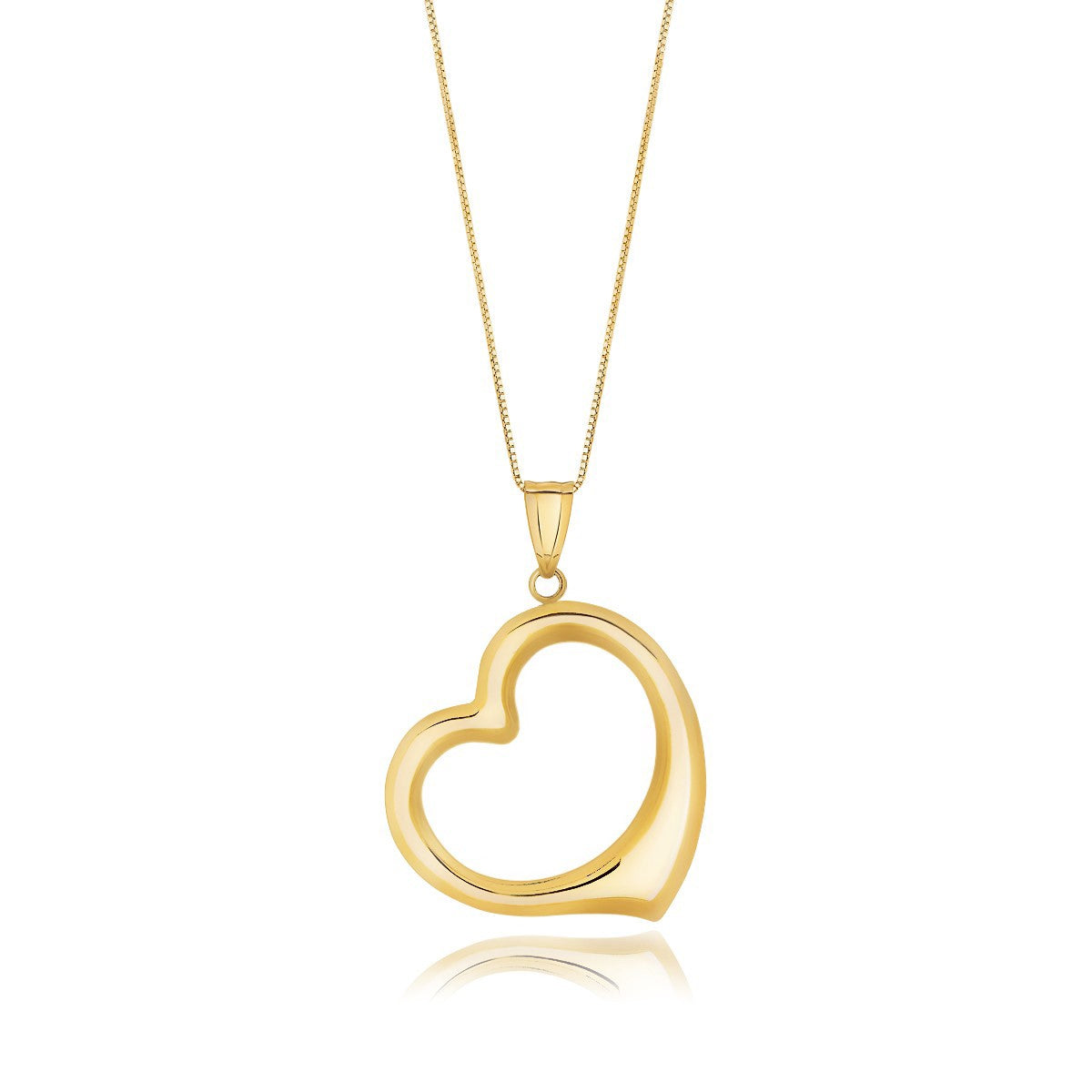 Floating Open Heart Pendant Necklace in 14K Yellow Gold