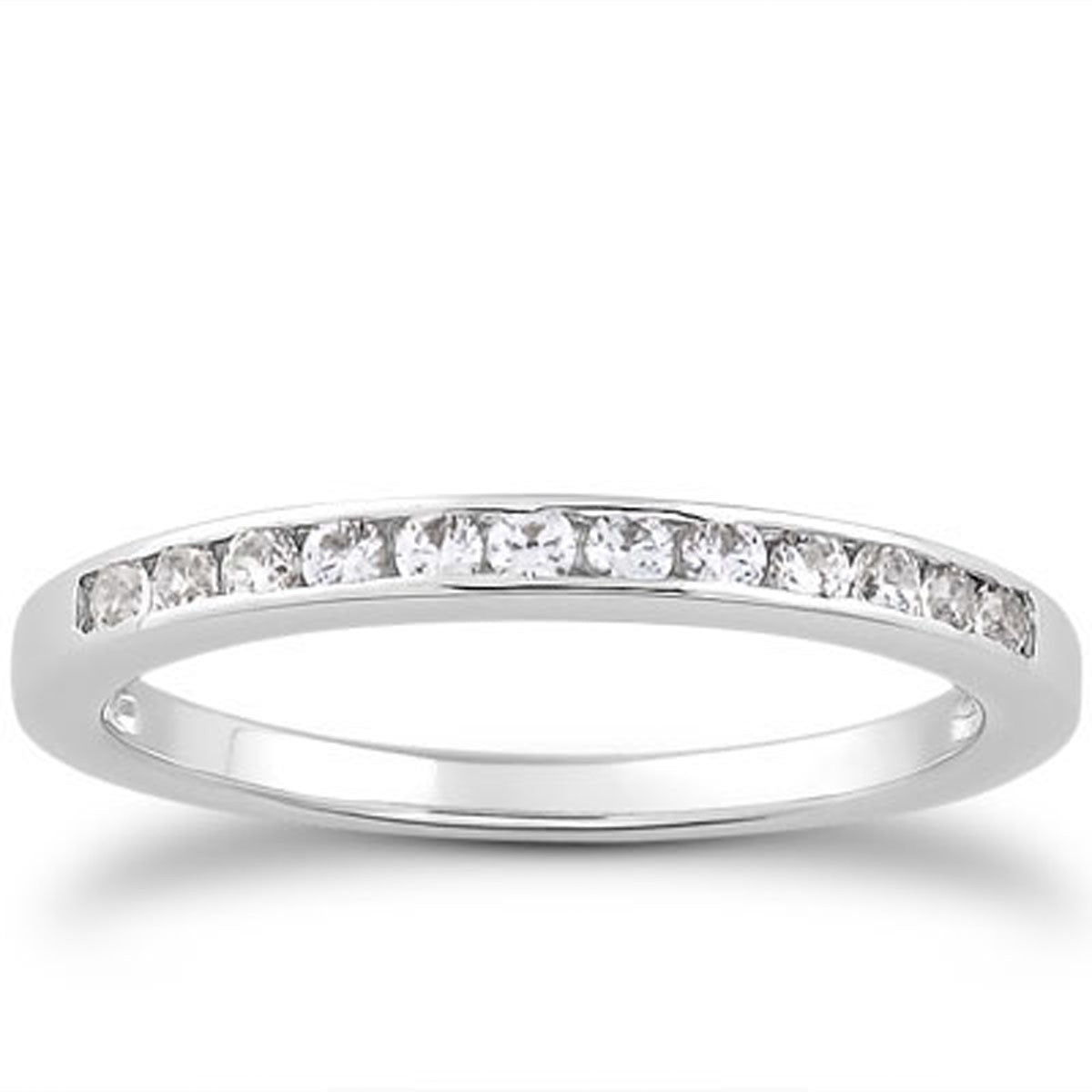 Channel Set Diamond Wedding Band Set in 14K White Gold 1/3 Around