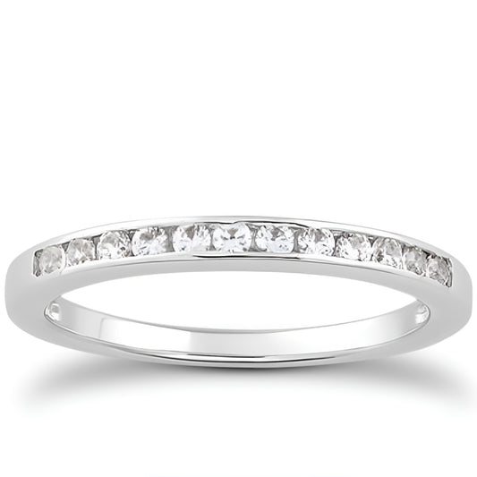 Channel Set Diamond Wedding Band Set in 14K White Gold 1/3 Around (0.24 ct. tw.)